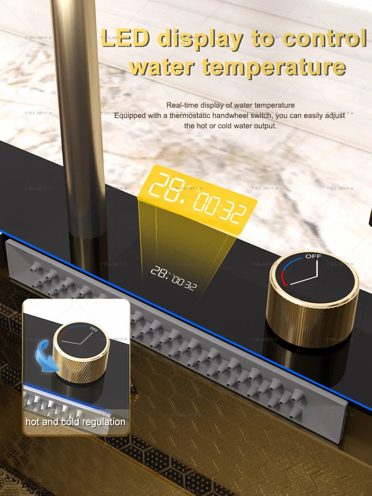 Stainless Steel Sink Large Slot Waterfall Digital Display