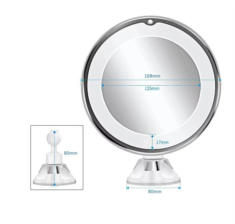 10x Magnifying Led Vanity Mirror Touch Screen Sucker