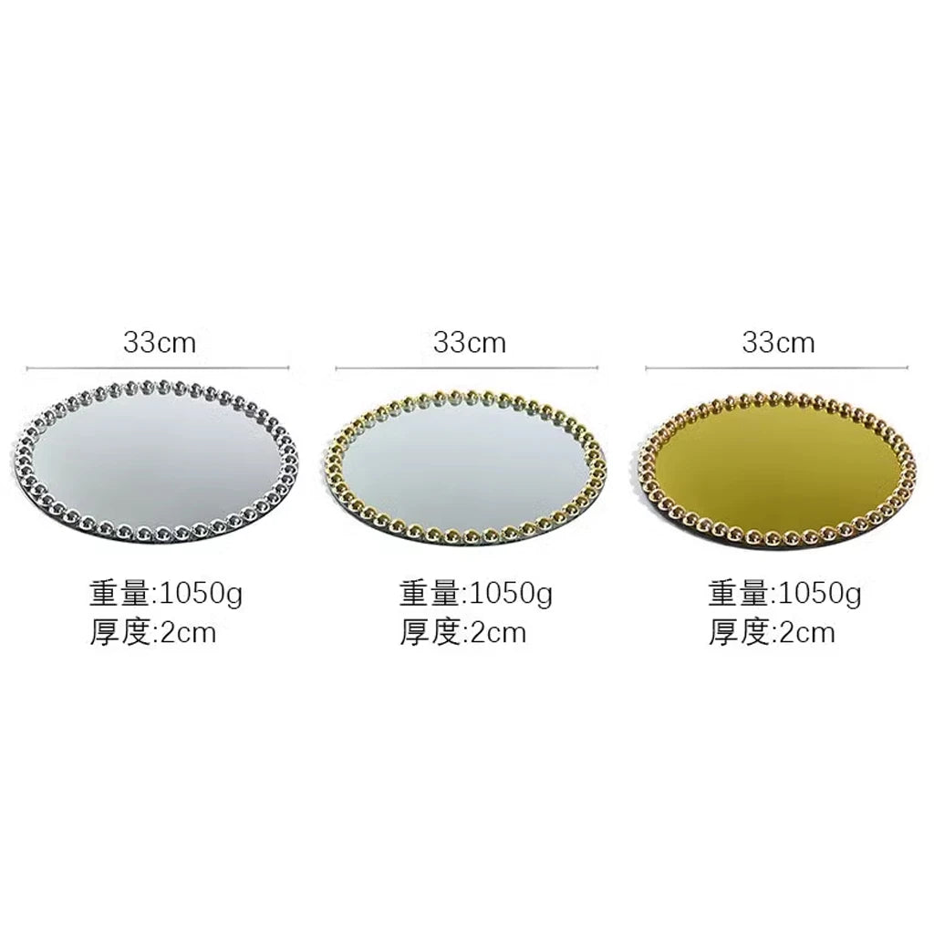 Pearl Dot Glass Mirror Storage Tray Light Luxury