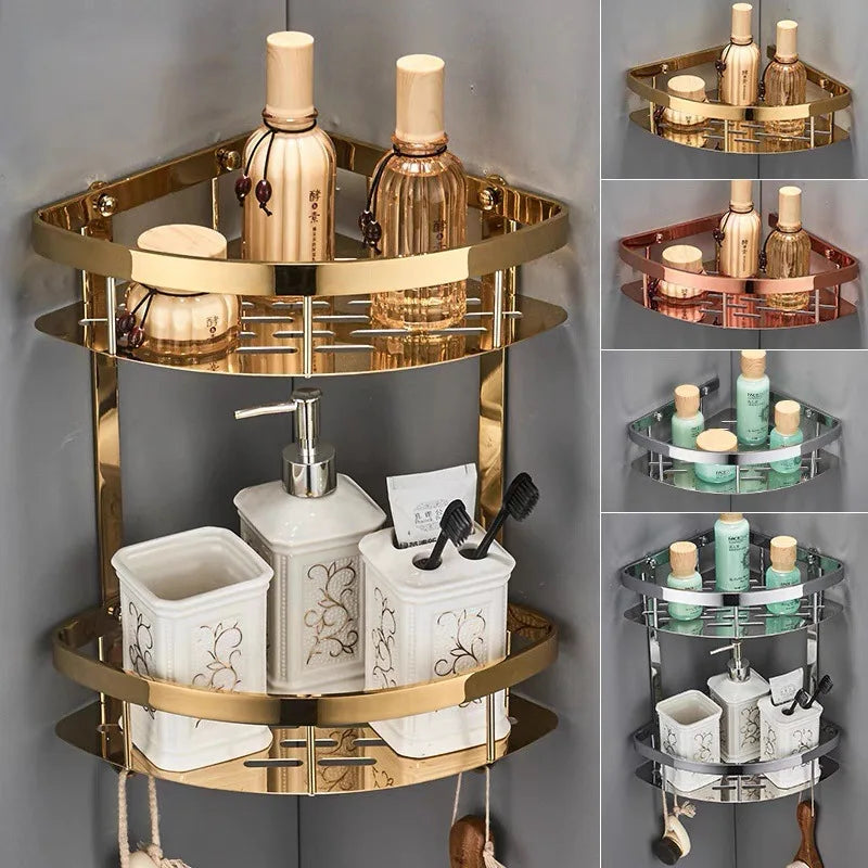 Bathroom Shelf Rose Gold Corner Shelf Shampoo Brass