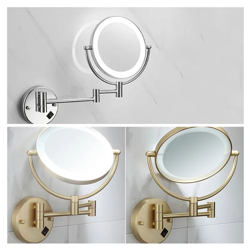Brushed Gold Led Bathroom Mirrors Quality Brass Folding