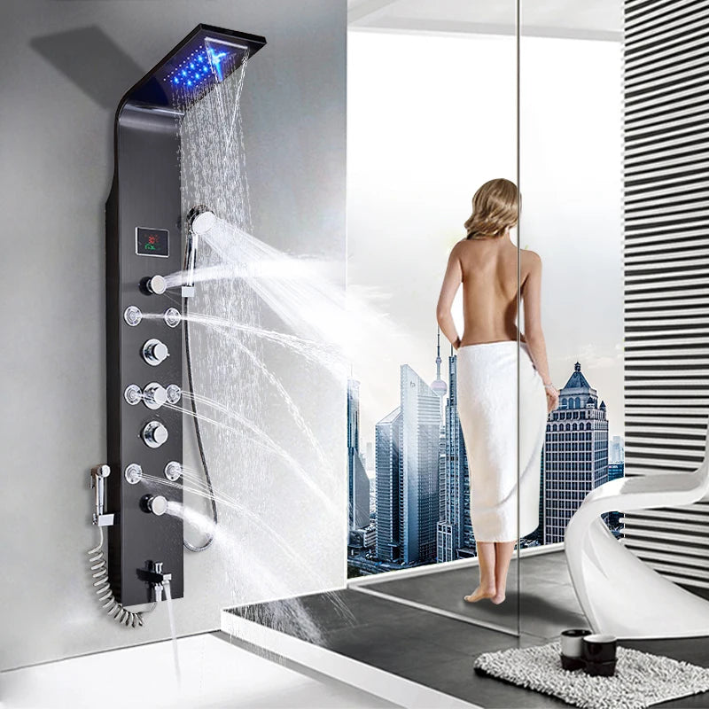 Bathroom Shower Panel Led Rainfall/Waterfall Shower Head