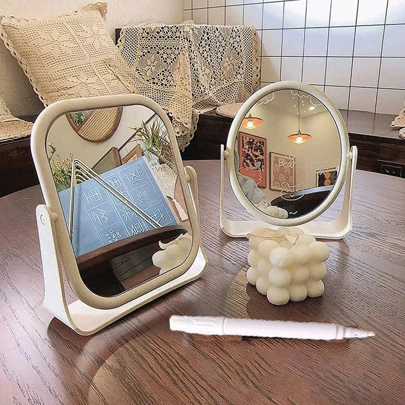 Bathroom Foldable Desktop Makeup Mirror 360 Degree Rotating