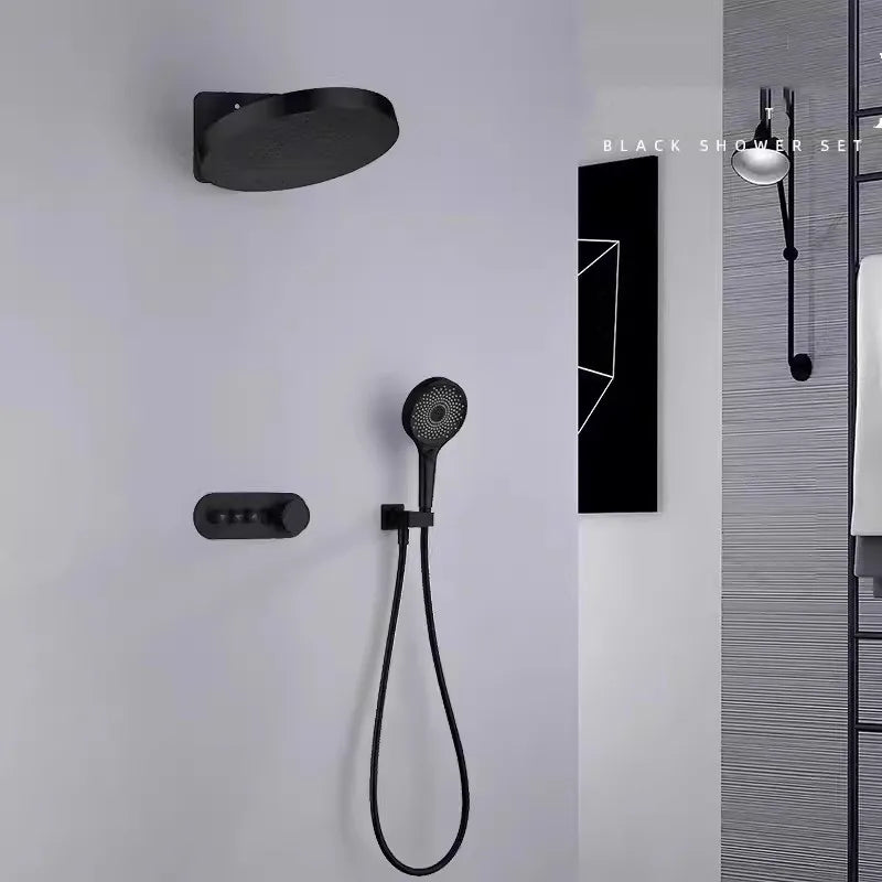 Rainfall Shower Wall Mounted Gray Thermostatic Shower Faucet