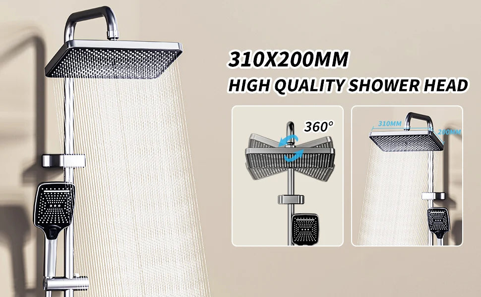 Bathroom Shower Faucet Complete Rain Shower Black Faucet