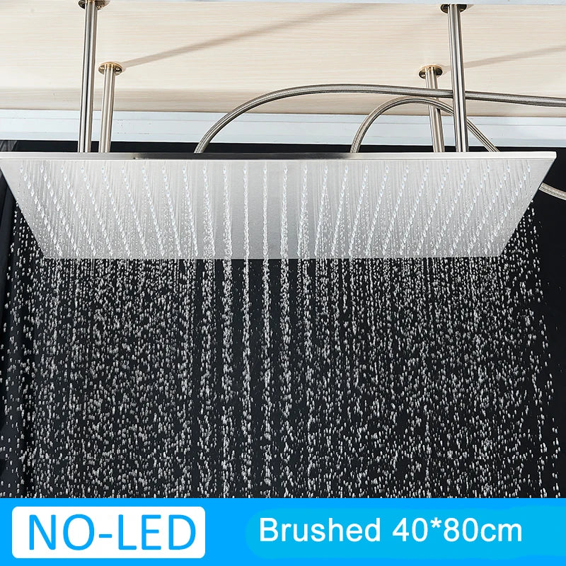 Luxury Brushed Nickel/Chrome/Black Led 16inch Rainfall Shower