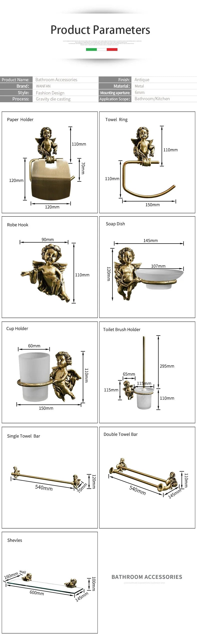 Antique Bronze Bathroom Hardware Towel Ring Robe Hook