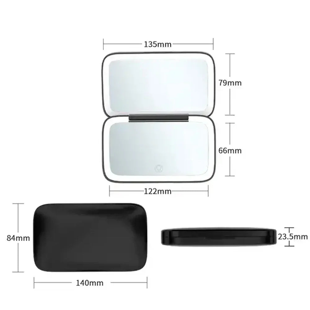 Rechargeable Square Makeup Mirror Led Lights 1x/5x Magnification