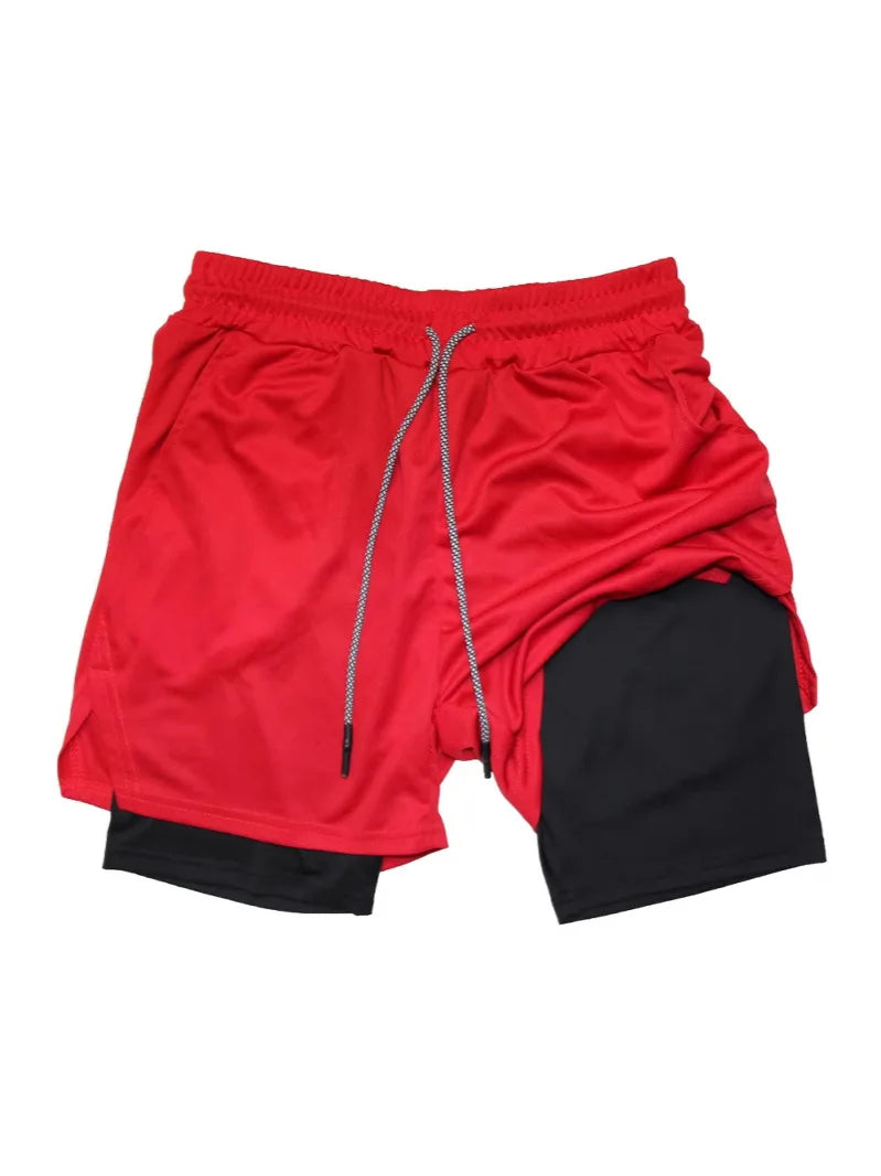 Men Summer Breathable 2-In-1 Double-Layer Compression Shorts