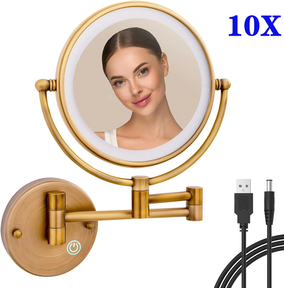 10x Magnifying Led Makeup Mirror Touch On Dual
