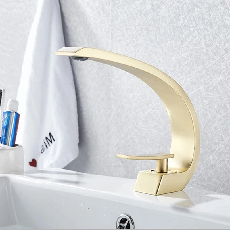 Black Chrome Bathroom Basin Faucet Deck Mount Cold