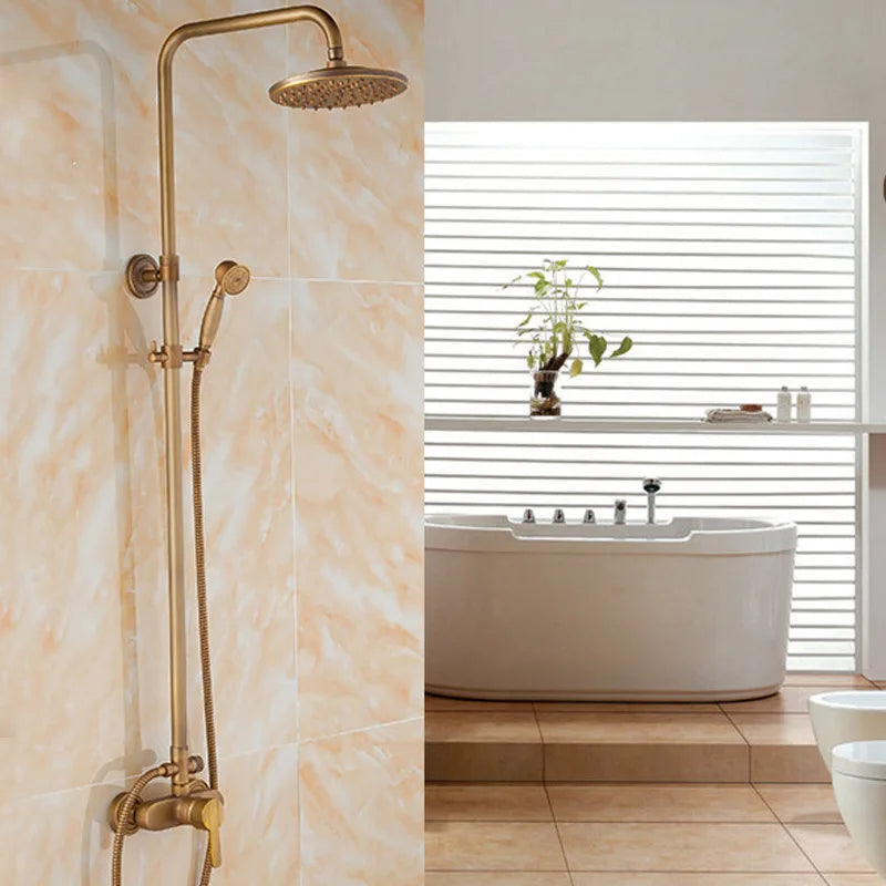 Brass Bathroom Faucet Shower Type Head Antique Brass