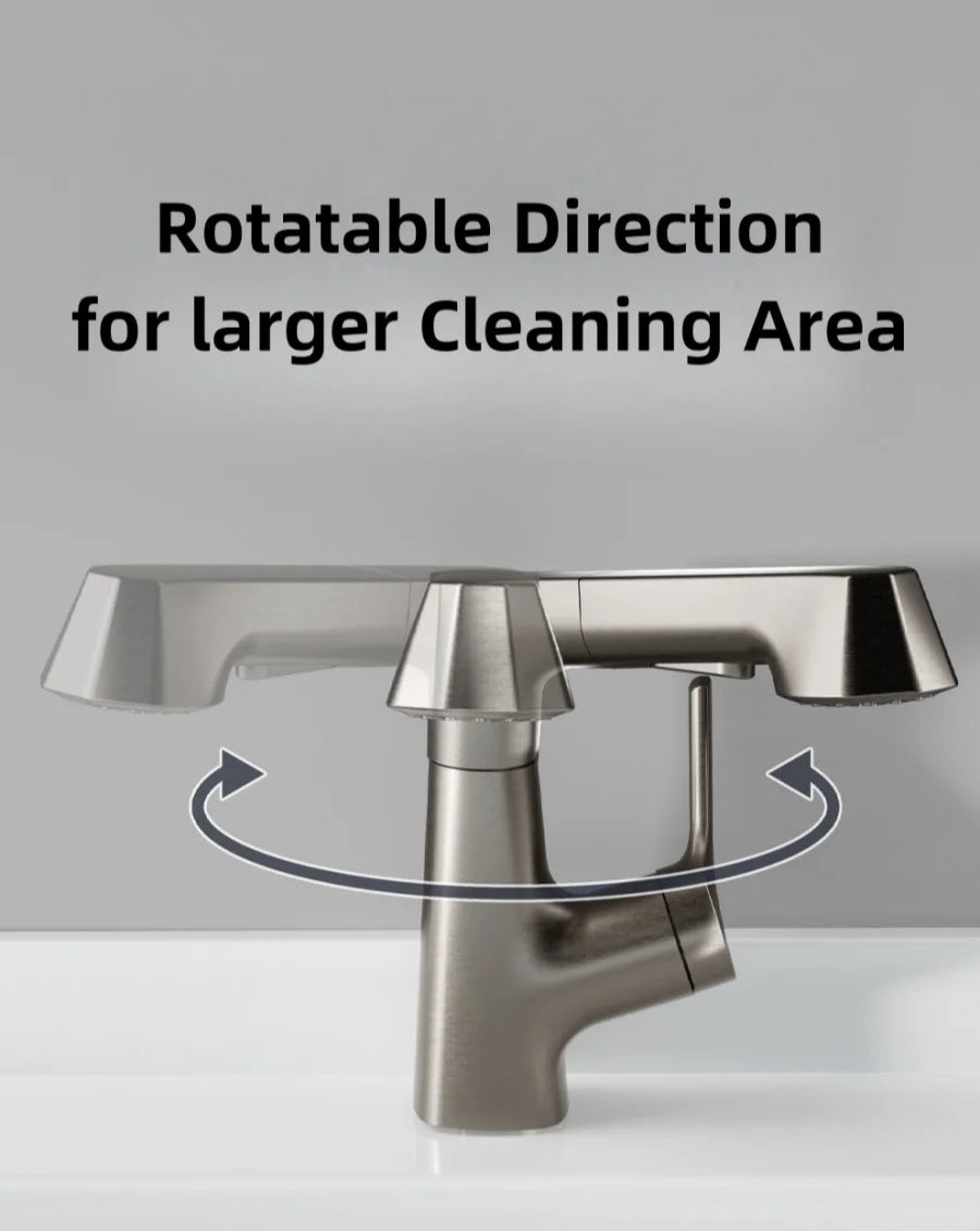 Bathroom Sink Faucet Pull Out Sprayer Handle Hole