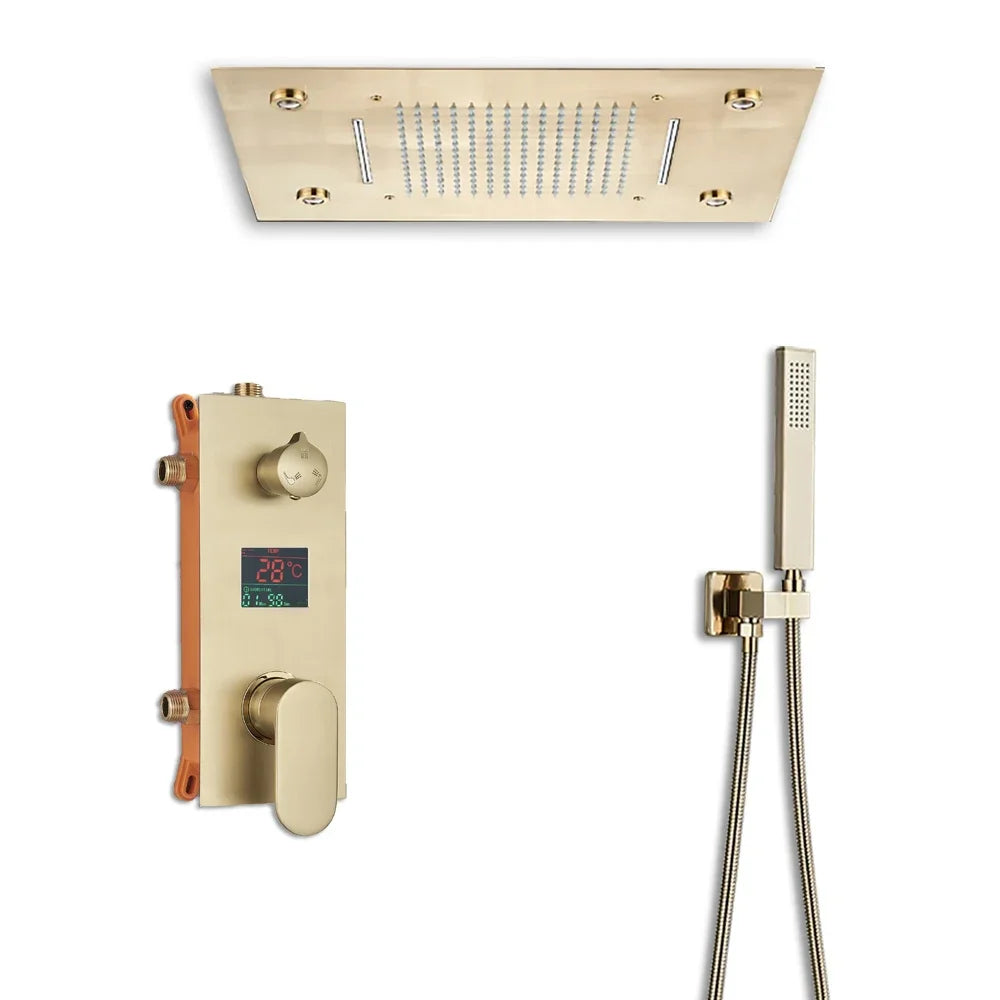 Ceiling Led Rainfal Shower Head Smart Remote Control