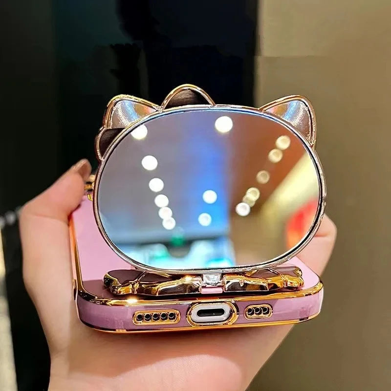 91 Makeup Mirror Cute Rabbit Phone Holder Case