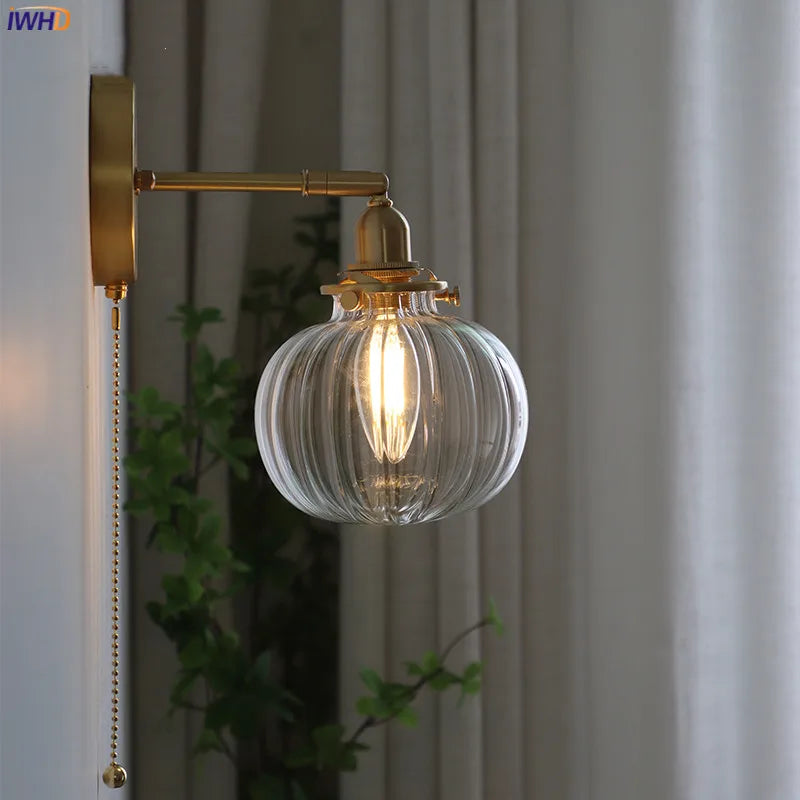 Iwhd Pull Chain Nordic Modern Wall Lamp Sconce