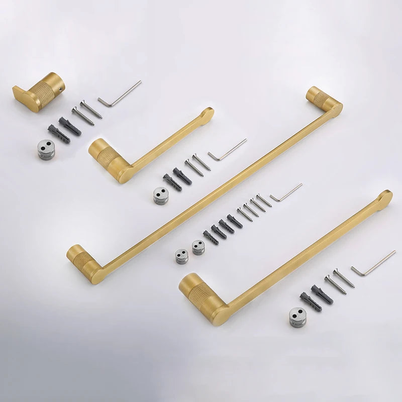 Brushed Gold Bathroom High Quality Brass Knurled Towel