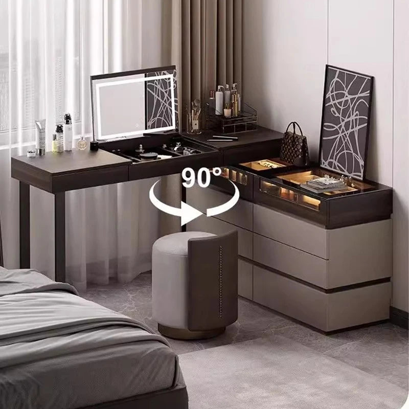 Italian Minimalist Vanity Table Drawer Storage Bedroom Corner