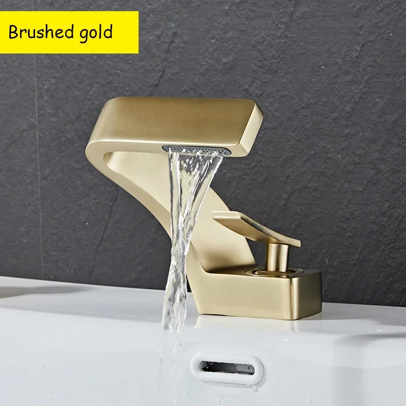 Becola Brushed Gold Basin Faucet Black Bathroom Mixer