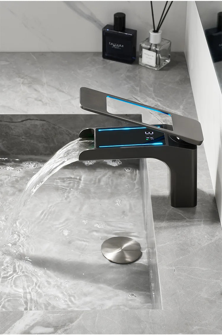 High-Quality Grey Basin Faucet Brass Construction Bathroom Sink