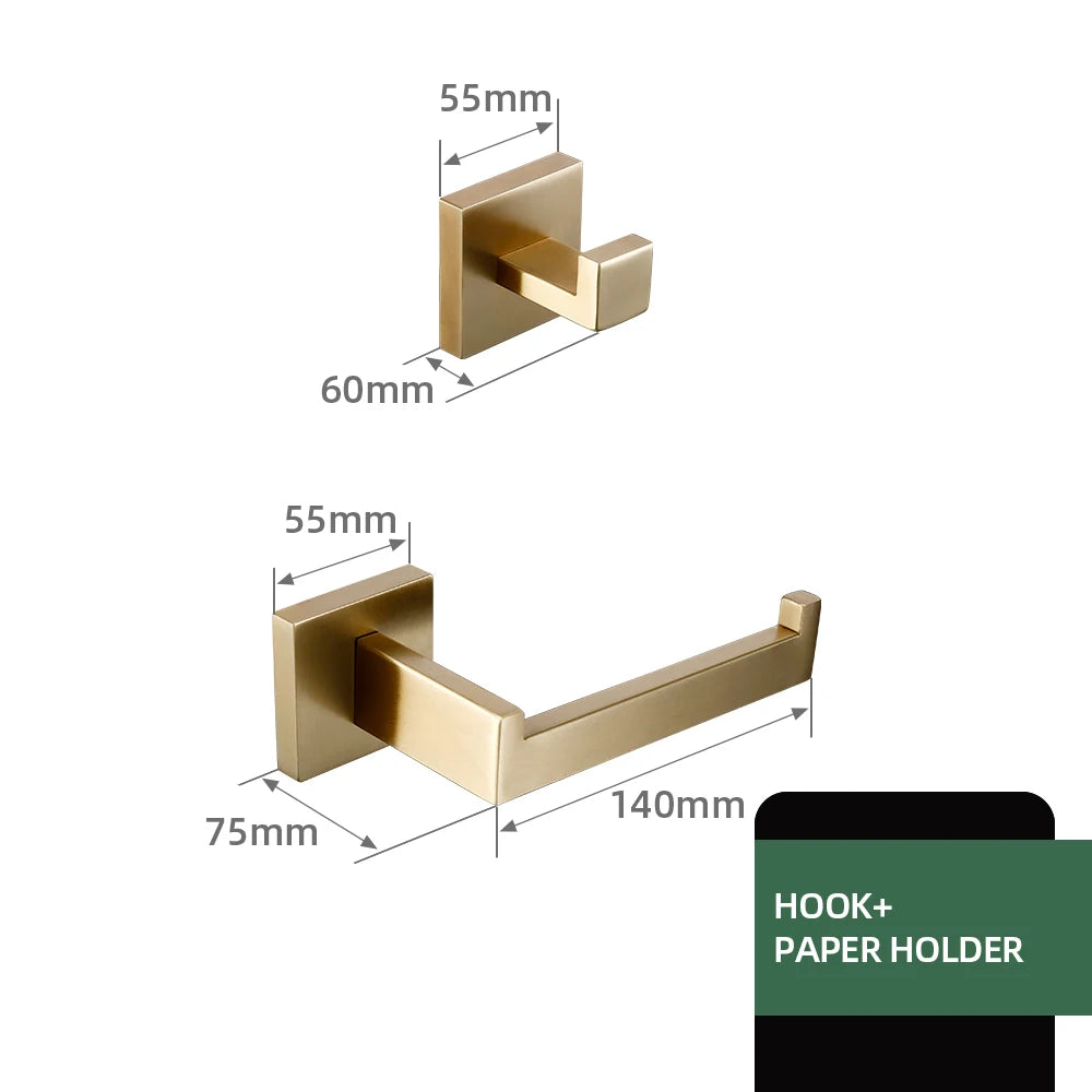 Matte Gold Towel Rack 304 Stainless Steel Towel