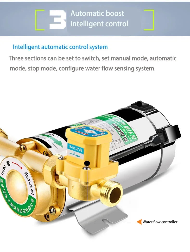 220v Booster Pump Mute Tap Water Pipeline/Heater Automatic