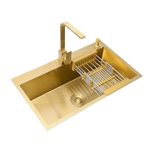 Gold Kitchens Sink Nano Handmade 304 Stainless Steel