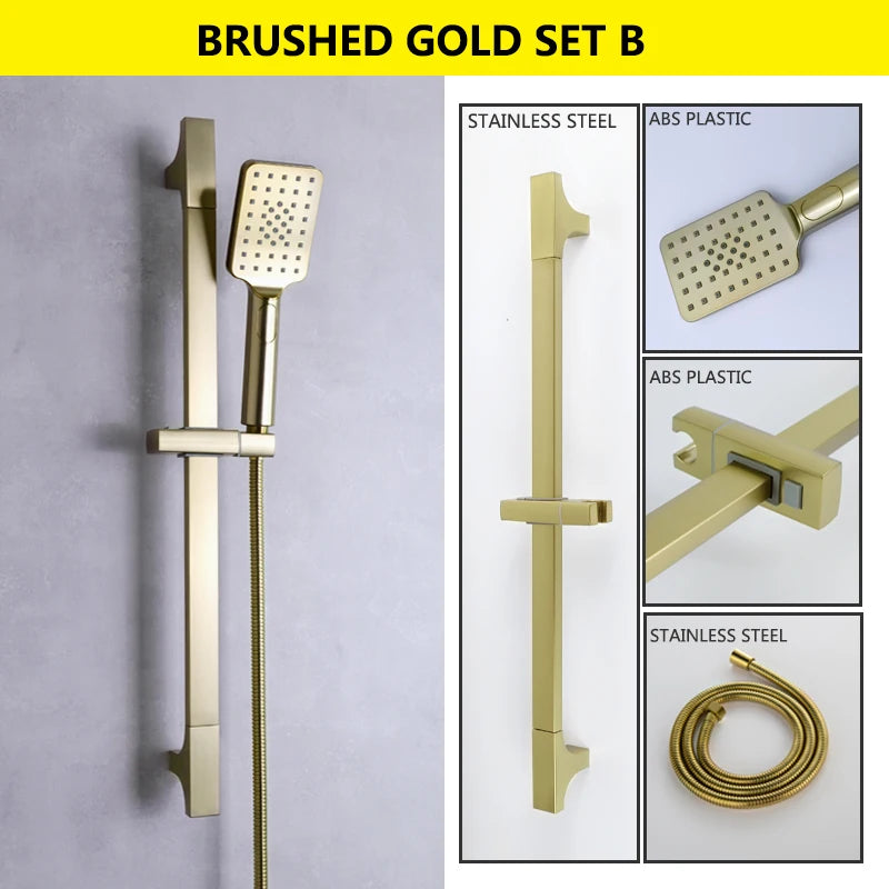 Slide Bar Hand Shower Brushed Matt Gold Functions