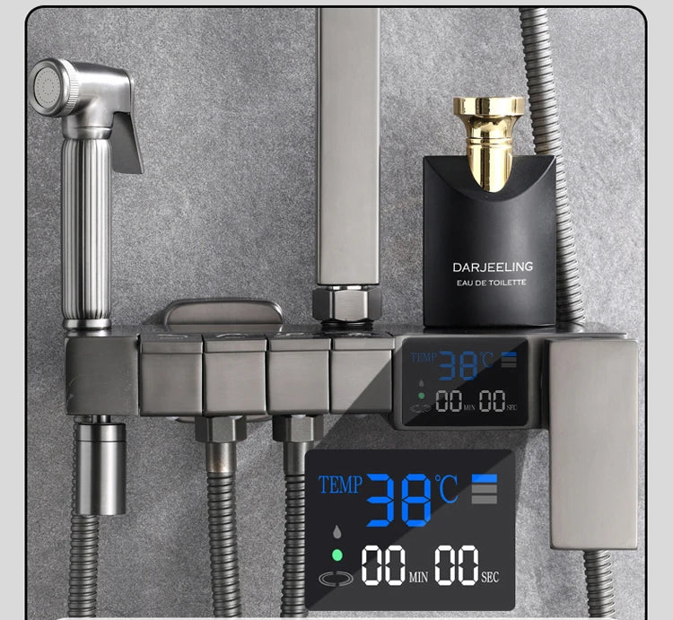 Piano Digital Display Thermostatic Bathroom Shower Cold Brass