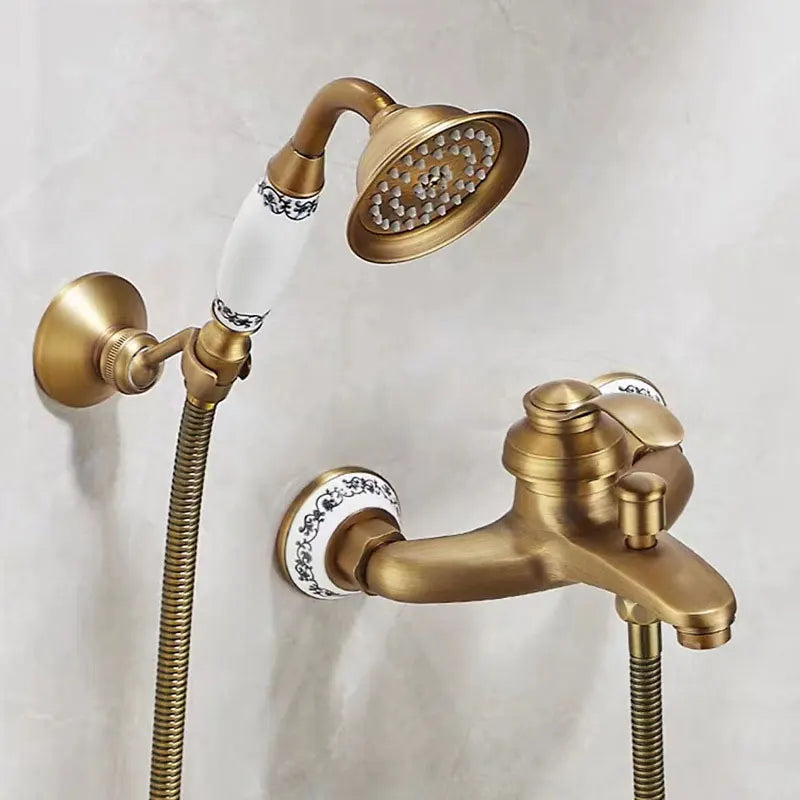 French Brass Simple Shower Spray Handheld Shower Head
