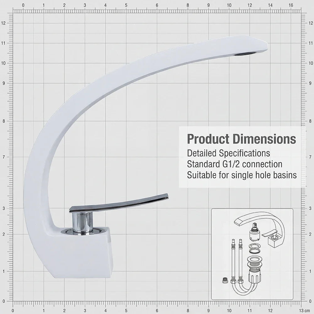 Modern Minimalist Handle White Bathroom Sink Faucet Aluminum