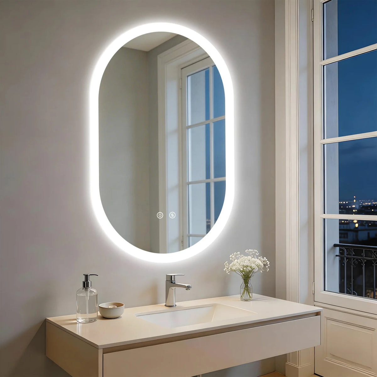 80/100/120cm Long Oval Led Bathroom Mirror Backlit Wall