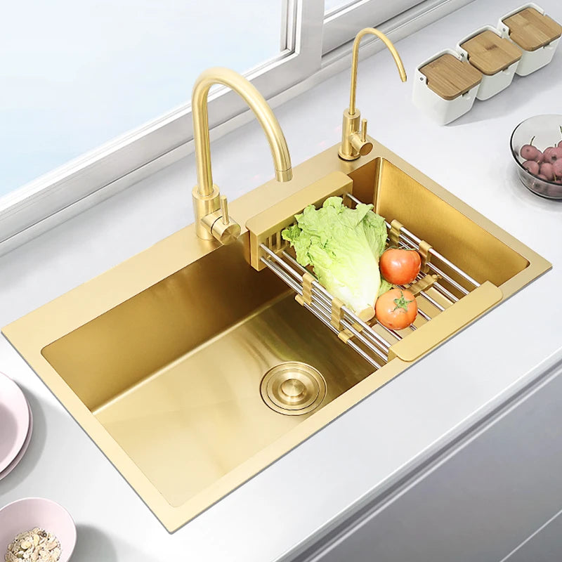Gold Kitchens Sink Nano Handmade 304 Stainless Steel