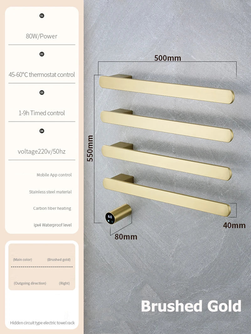 Model Horizontal Style Intelligent Heated Towel Rack Wihte