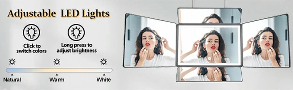 Way Mirror Hair Cutting Led Light 360 Barber