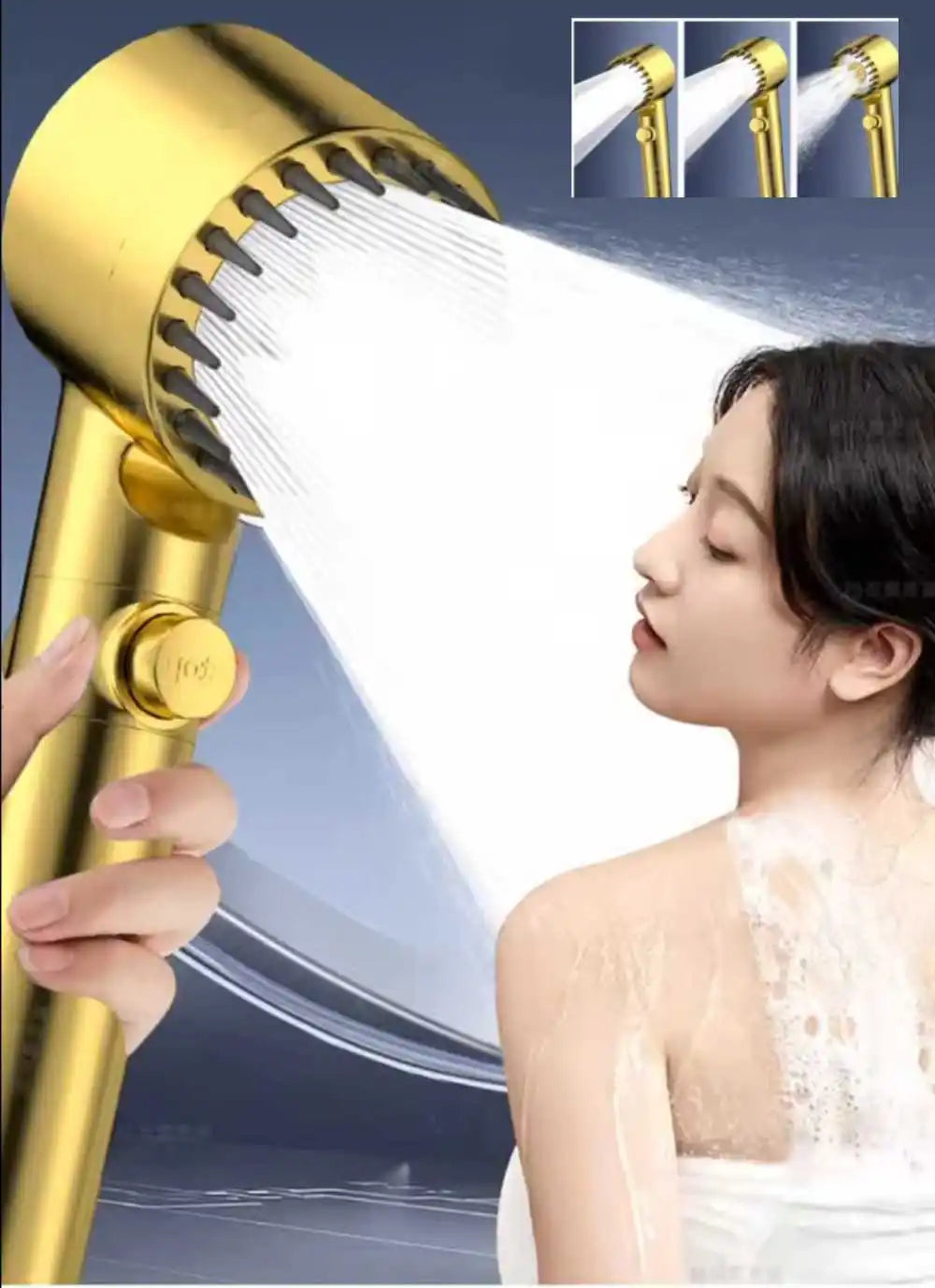 High Pressurized Filter Gold Shower Head Modes Adjustable