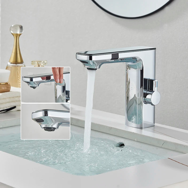 Luxury Silver Gray Smart Lcd Daul Sensor Bathroom