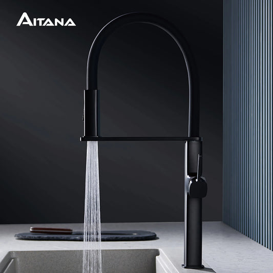 High End Black Brass Faucet Magnetic Suction Design