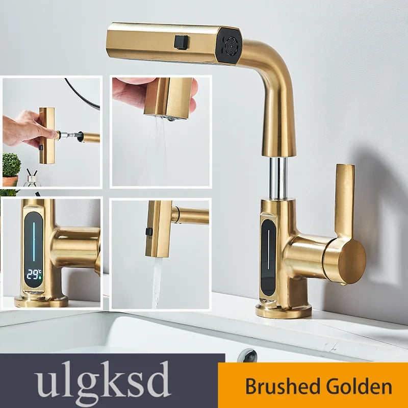 Lcd Bathroom Basin Faucet Digital Display Basin Tap
