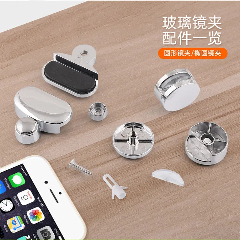 4pcs Glass Clamp Bathroom Mirror Clips Zinc Alloy