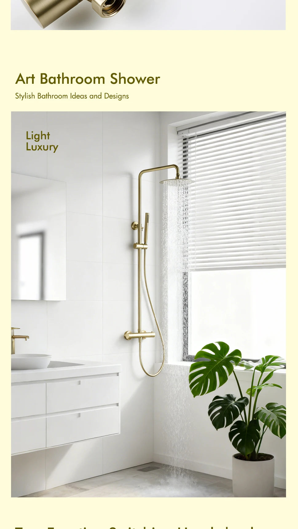 Brushed Gold Thermostatic Shower Faucets Sets Wall Mount