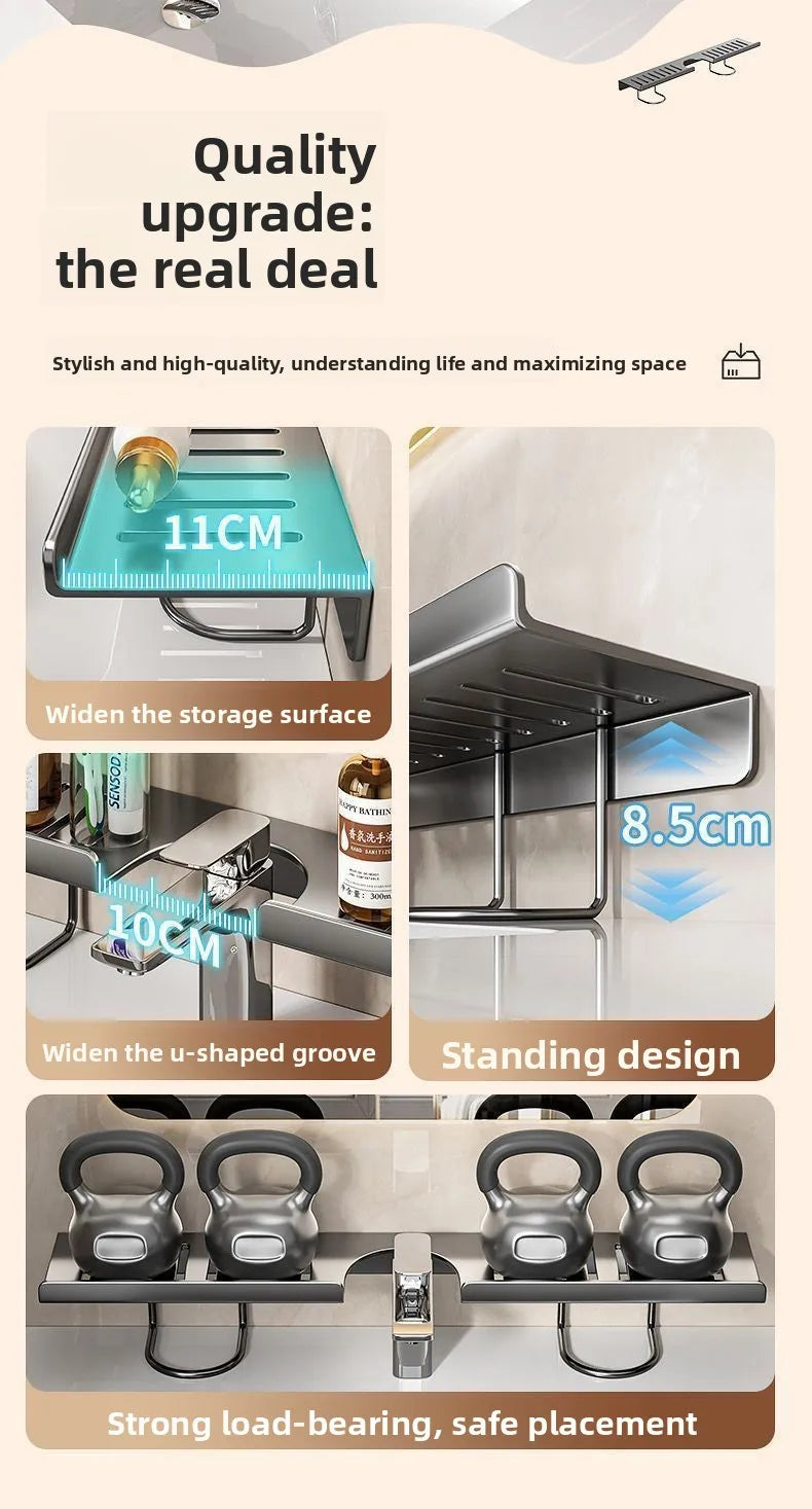 No Drill Stainless Steel Sink Organizer Wall Mounted