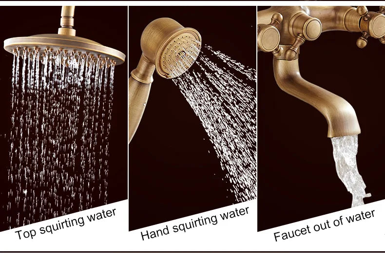 Bathroom Rain Shower Antique Bronze Wall Mounted Bath