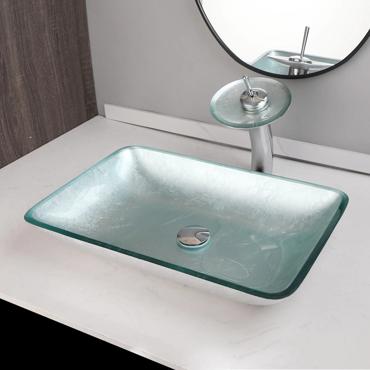 Kemaidi Big Tempered Glass Basin Sink Washbasin Bathroom