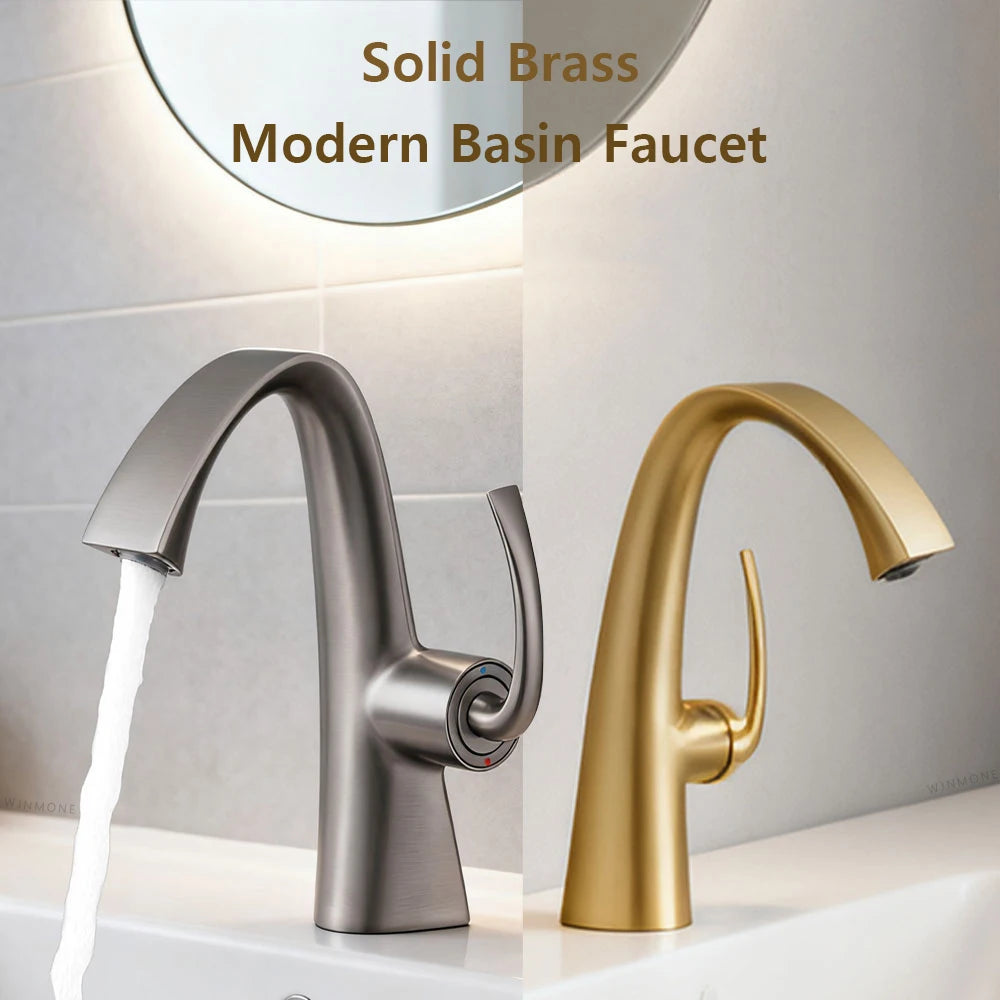 Modern Design Bathroom Sink Faucet Lever Hole Cold