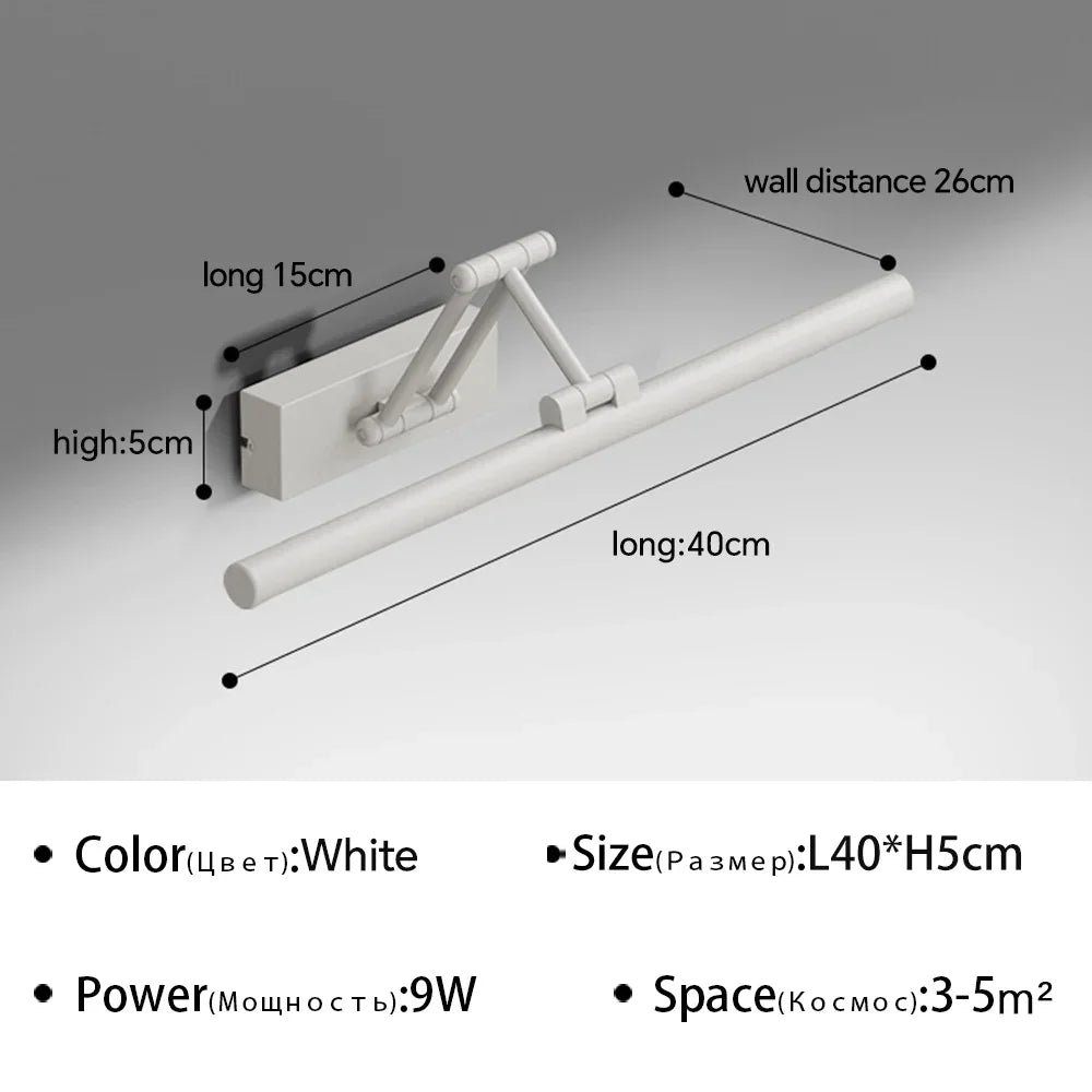 Modern Led Wall Lamp Bathroom Mirror Lamp Retractable