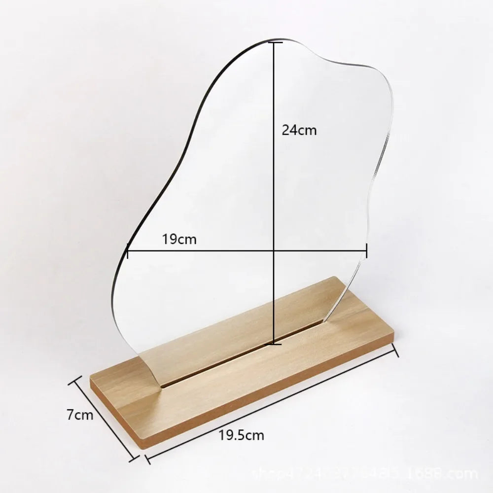 Wooden Irregular Makeup Mirror Cloud Shaped Frameless Decorative