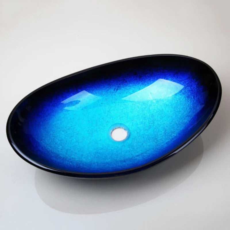 Ouio Tempered Glass Hand Paint Waterfall Spout Basin