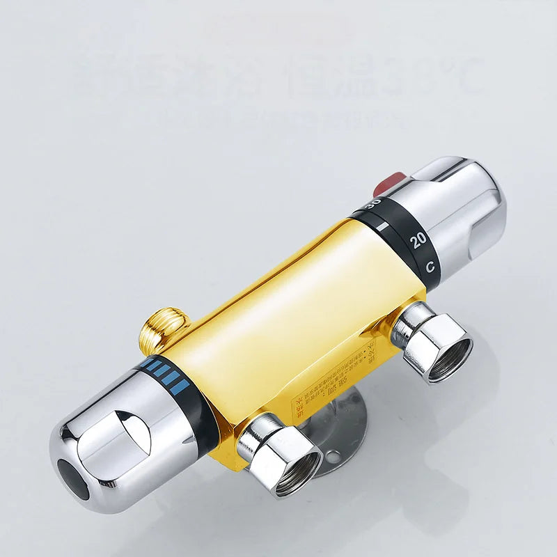 Chrome Brass Thermostatic Shower Faucet Mixer Valve Dual