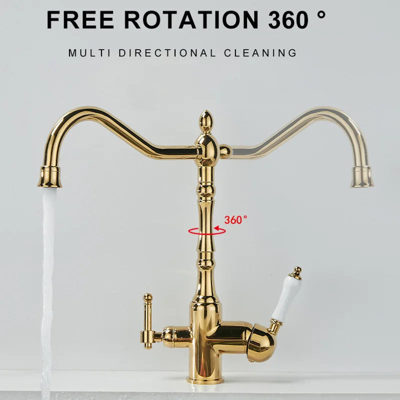 Antique Brass Faucets 360 Rotate Swivel Faucet Cold